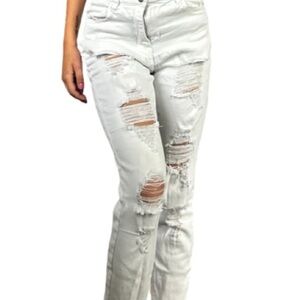 Distressed White Women's Jeans